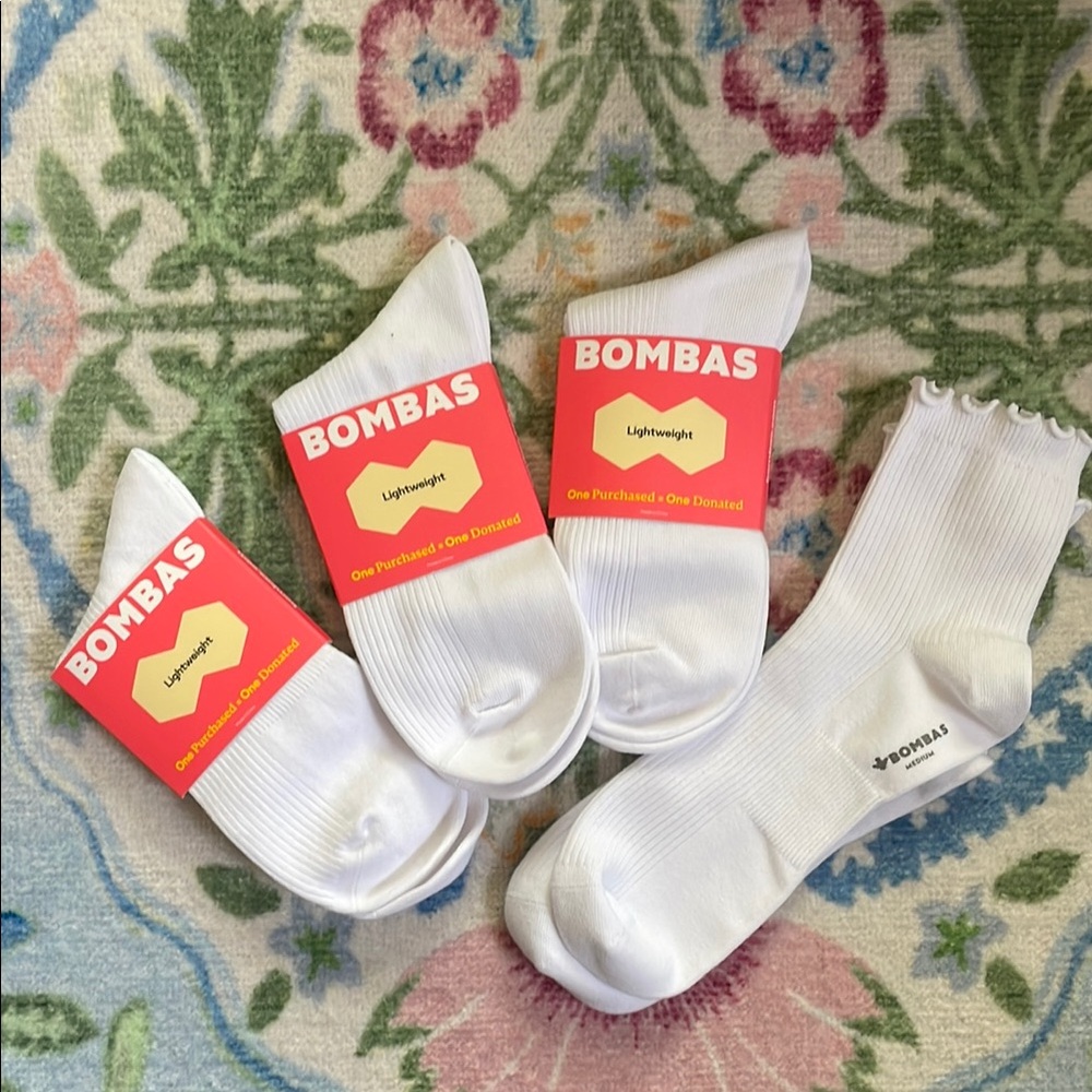 Bombas Women's Ruffle Rib Quarter Sock 4-Pack size medium